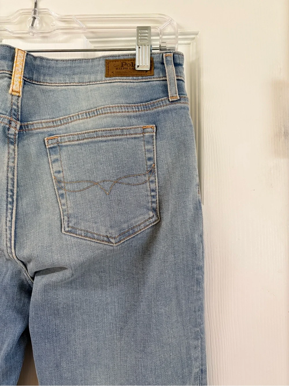 Polo Ralph Lauren Light Wash Patchwork Detail Fray Hem Flare Jeans Size 16 Kids